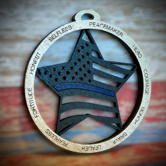 COPY - Police Thin Blue Line Ornament - Picture 2 of 2